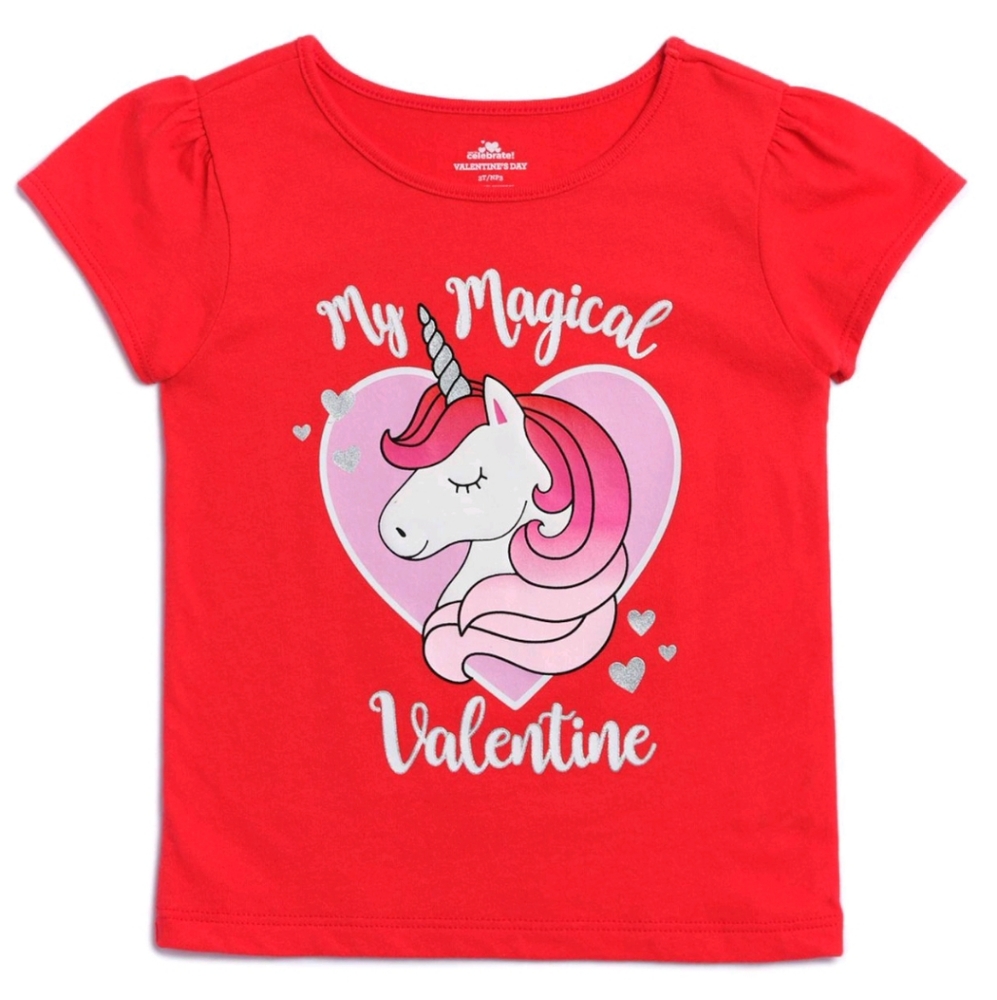 NWT Toddler Girls Valentine Unicorn Graphic T-Shirt